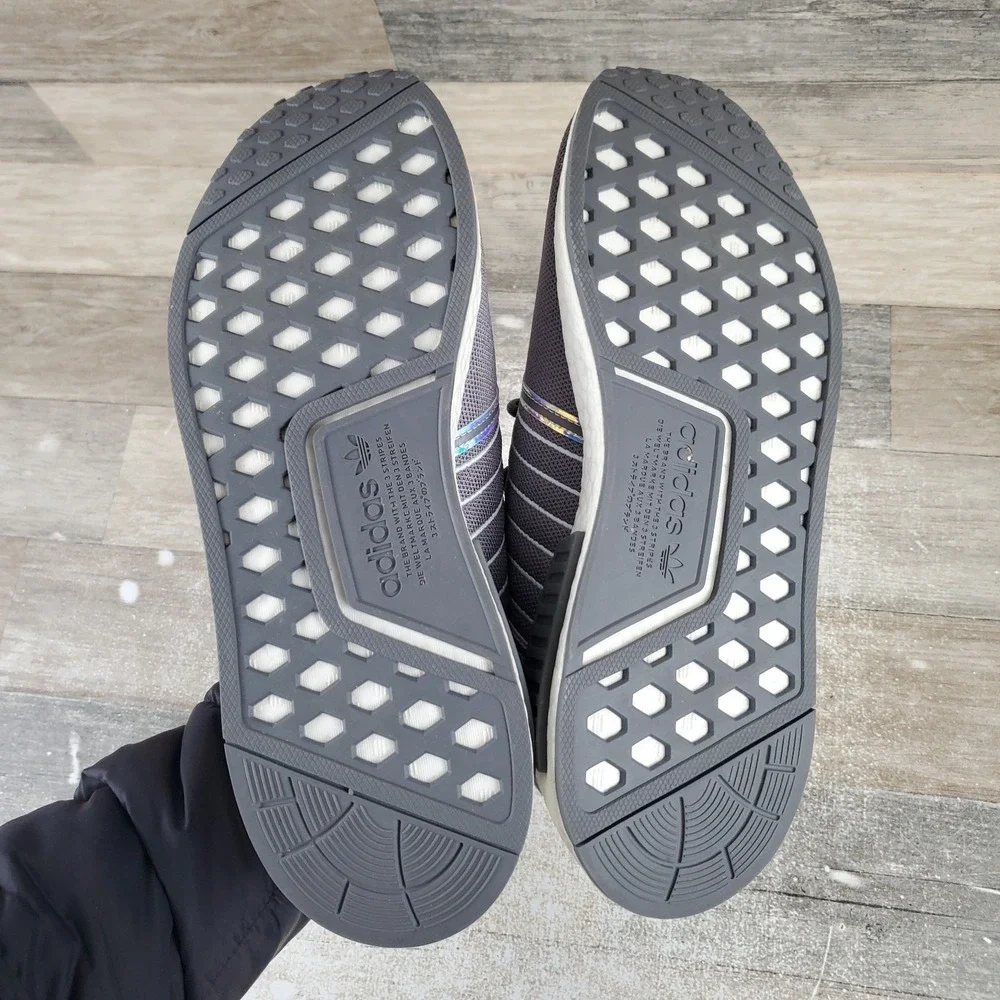 Adidas Originals NMD R1 Womens Shoes Sz 10.5 Running Lace-Up Gray White Sneakers